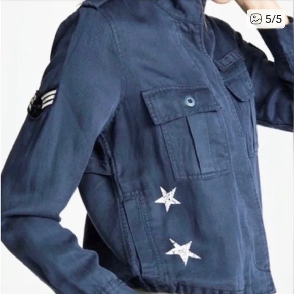 Rails Indigo Linen Military Style Jacket Medium *C7 - Picture 5 of 10